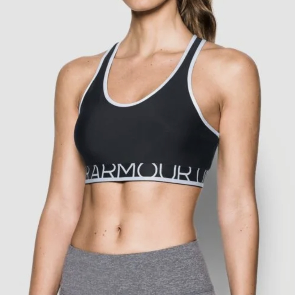 Under Armour Black/White Medium-Impact Sports Bra